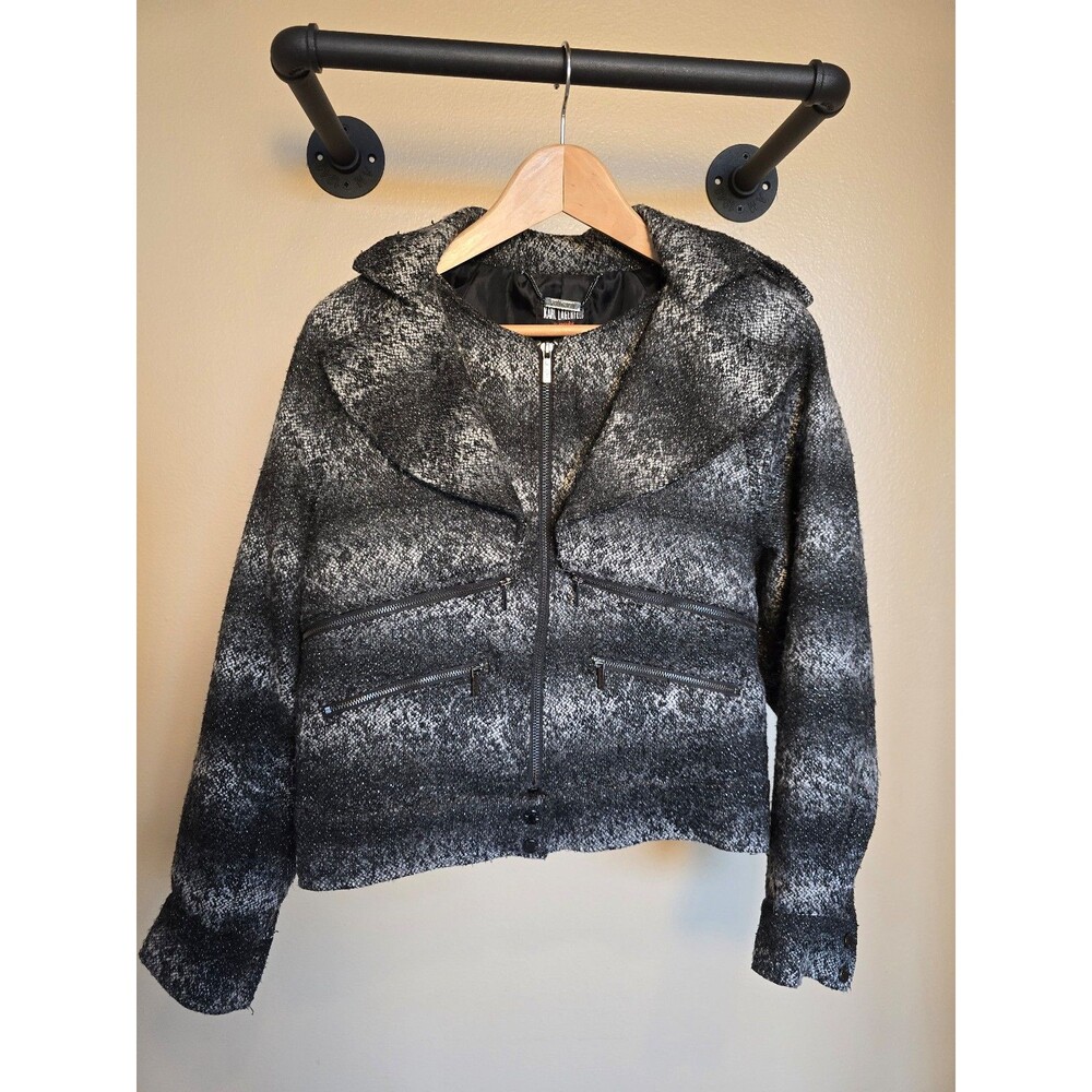 Karl Lagerfeld for Impulse Wool Blend‎ Tweed Moto style Jacket Size small